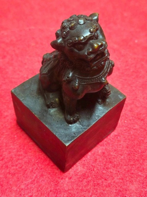 [묵직한 대형] 동재질 해태(사자) 인장 도장 / 인테리어 풍수 소품 (862g)