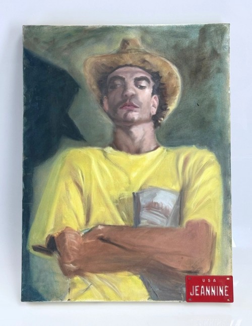 뉴욕 화가 MAX Ginsburg 카우보이 모자 유화 그림